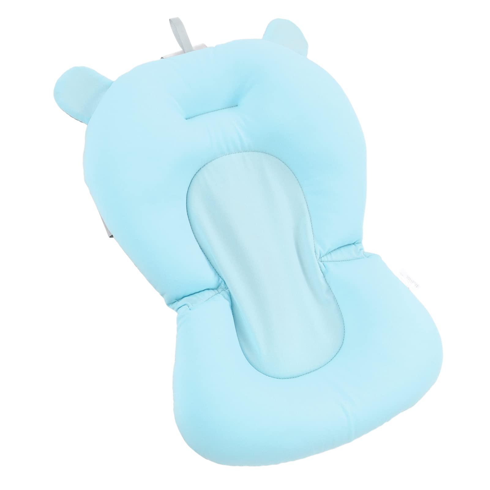Pomya Baby Bath Seat, Baby Bath Tub Cushion for Bathtub Sink for Infant Newborn, Floating Foldable Adjustable Infant Bath Supporter, Easy to Clean (Blue Bear)