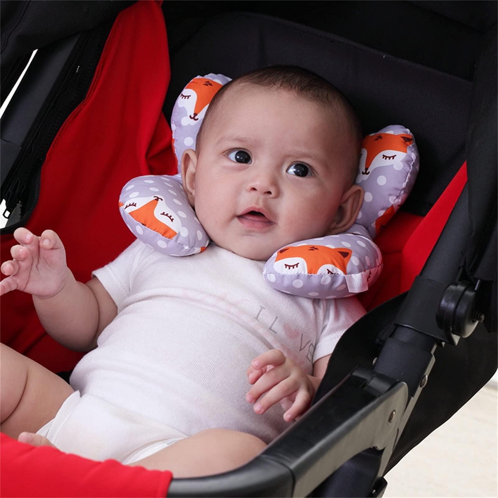 Lurryly Baby Neck Pillow,Baby Head Support Pillow, Lurryly Newborn Infant Head & Neck Cushion Perfect for Car Seats and Strollers, Comfortable Kids Travel Pillow, Perfect for 0-4 Year Old Boy or Girl (Flower)