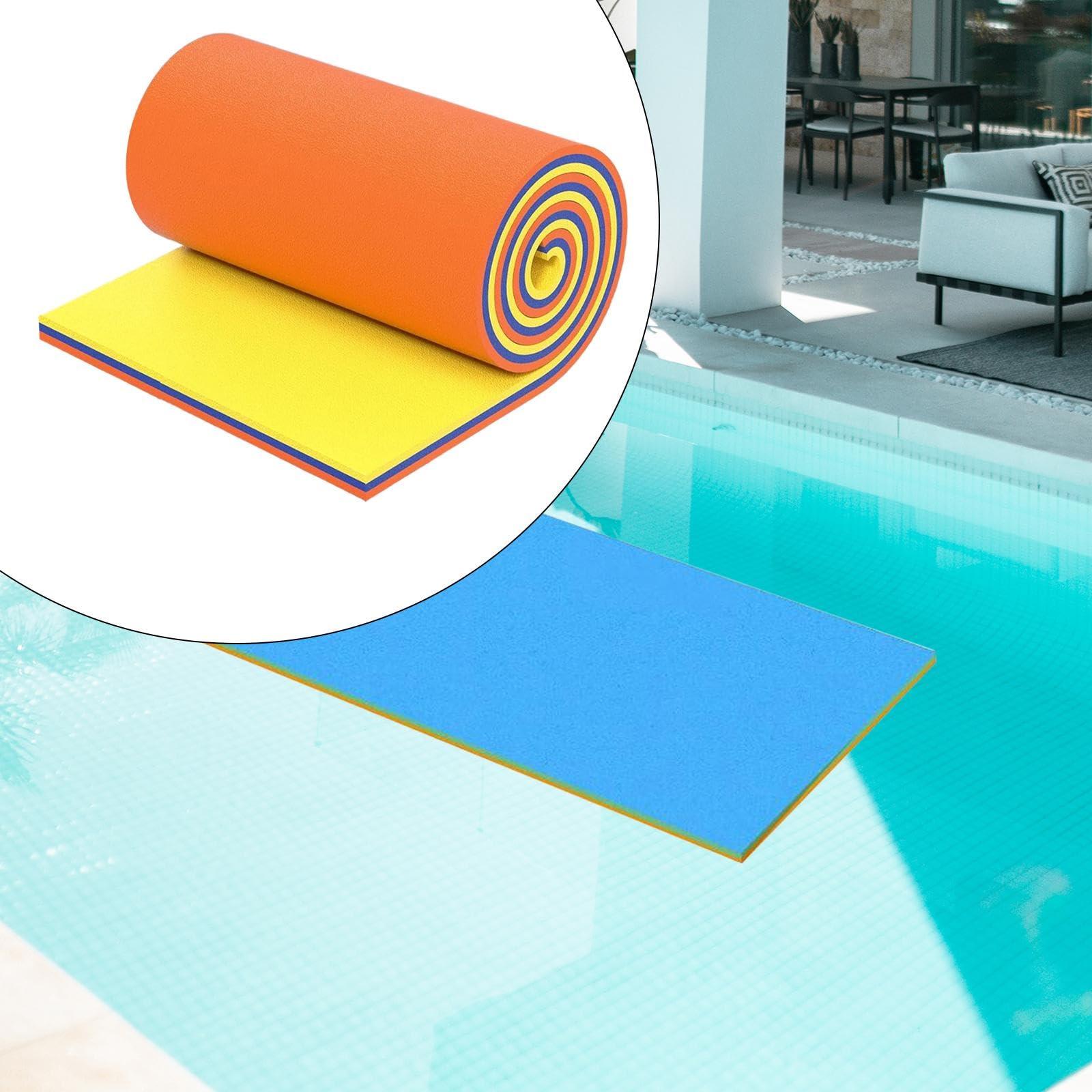 Vaveren Vaveren Water Float Mat Floats Mattress Play Float Raft for Pool Roll up Float Raft Float Pad for Lake River Beach Boat Adults, Yellow Blue Orange