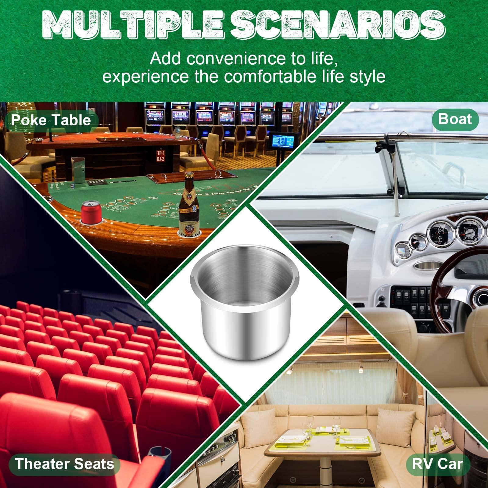 Tessco Tessco Poker Table Cup Holder Insert Stainless Steel Cup Holder Insert Cup Holder Table Poker Game Table Accessories for Desk Car Table Game Drink Cupholder Storage Replacement(15 Pcs)
