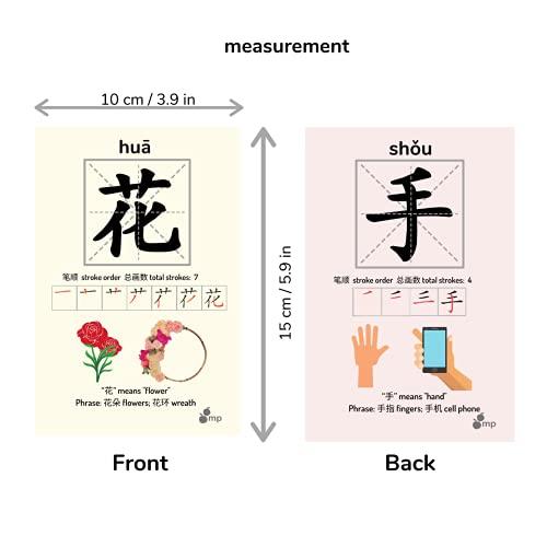 Mandarin Prodigies Mandarin Prodigies Chinese Flash Cards - 100 Chinese Words | 50 Durable, Coated Mandarin Flashcards: Pinyin, Writing Stroke Order, Card Holder | Montessori Learning Chinese