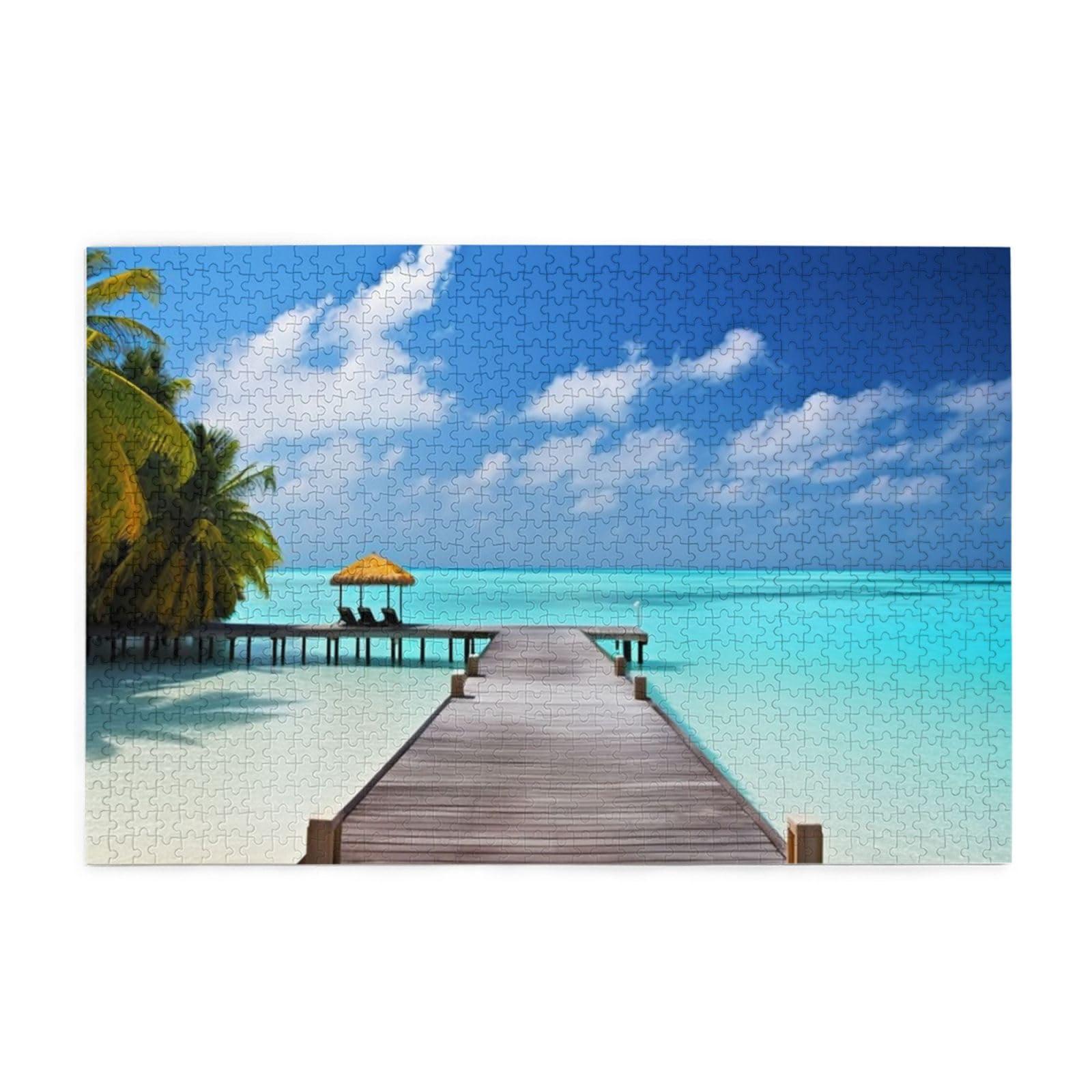 RLDOBOFE Maldives Holidays Puzzles Personalized Puzzle 1000 Pieces Jigsaw Puzzles from Photos Picture Puzzle for Adults Family (29.5\" x 19.7\")