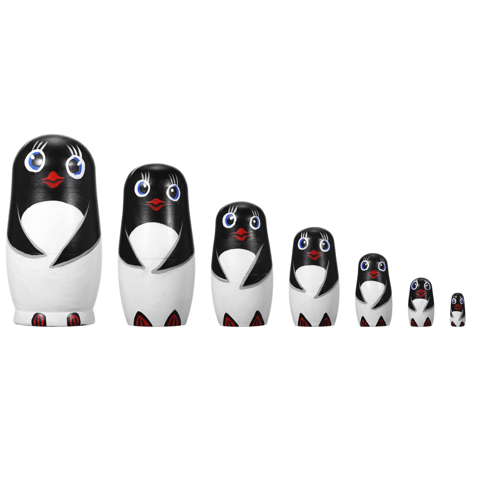 Yoption Yoption 7 Pieces Black Unpainted Nesting Dolls, Blank Russian Nesting Dolls Handmade DIY Create Your Own Matryoshka Nesting Dolls for Kids Boys Girls Paint Gift