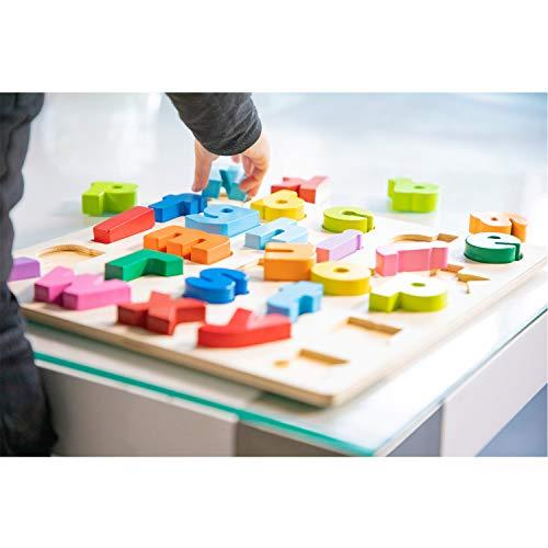 New Classic Toys New Classic Toys Puzzle Alphabet Educational Wooden Toys for 2 Year Old Boy and Girl Toddlers Learn The Alphabet, Multi-Colour Colour, Lowercase