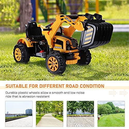 Aosom Aosom 6V Electric Kids Ride On Toy Digger Construction Excavator Tractor Vehicle Digger Toy Moving Forward Backward