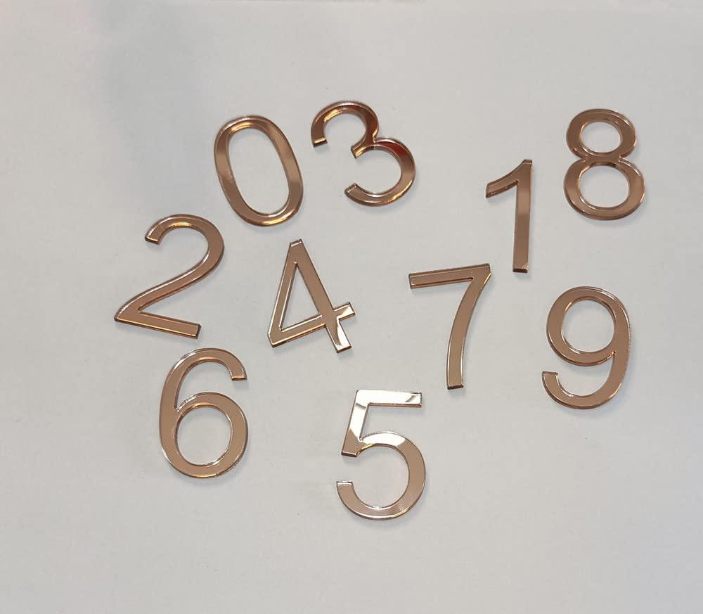 Yuxuanish Rose Gold Mirror Acrylic Numbers 0-9,Wedding Table Numbers,DIY Acrylic Cake topper Numbers