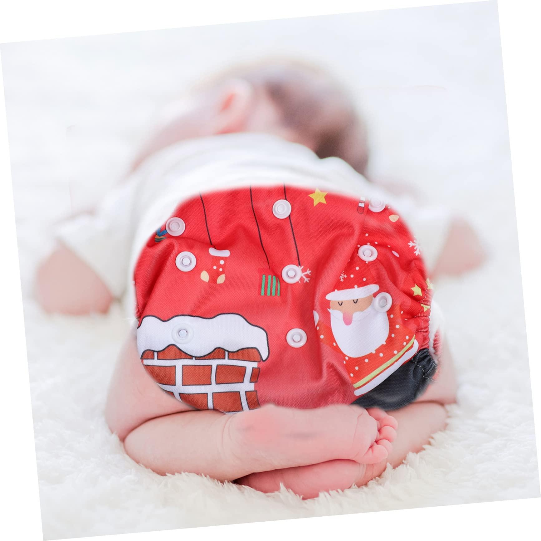 Hemoton HEMOTON Christmas Diaper Pants Set 2pcs Waterproof Baby Nappy Pants Easy Press Button for Baby's Night Comfort