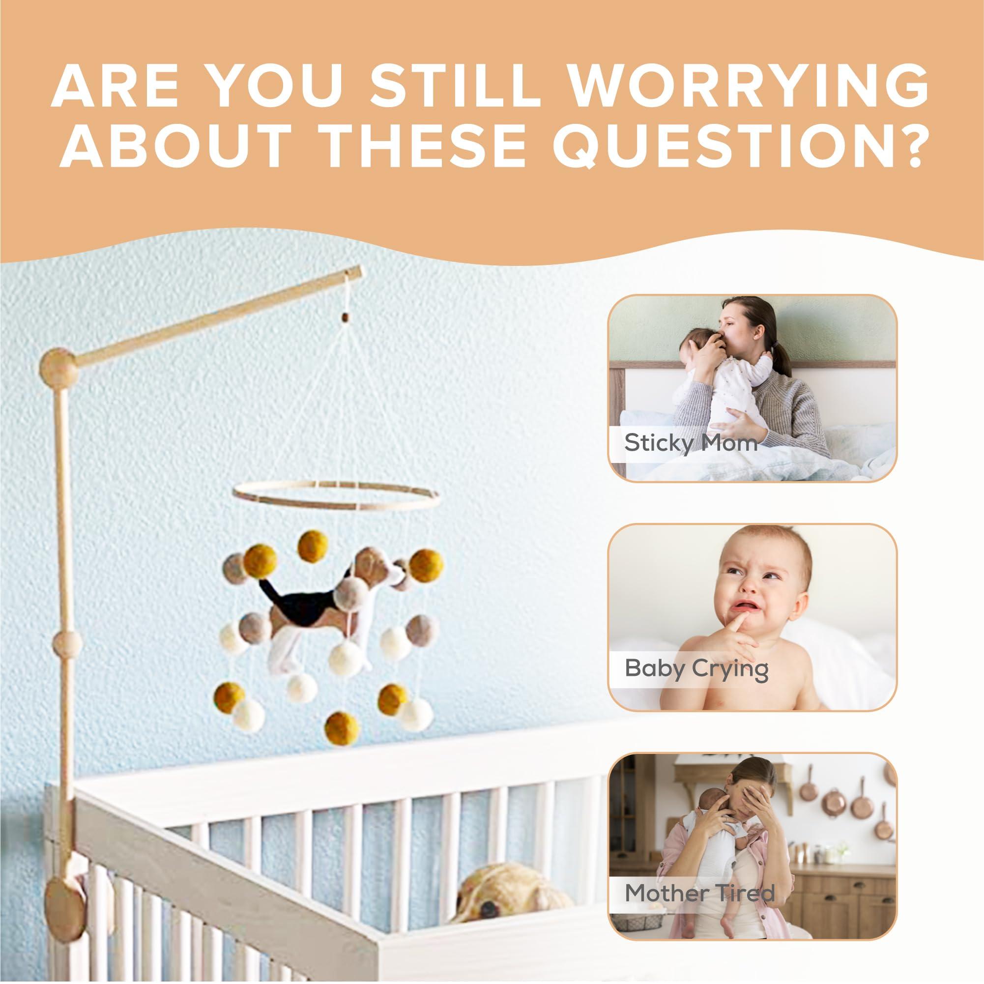 EstyFanZ Wooden Crib Mobile Arm - Safe and Rotating Baby Mobile Hanger, 33 Inch Mobile Holder for Crib - Perfect Baby Crib Mobile Arm, Easy-Install Mobile Hanger for Crib - UP to 0.8 Inch Width Crib Rail