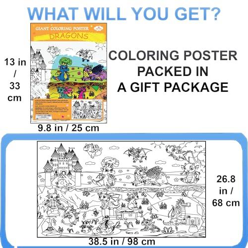 ALEX Art ALEX Art, Large Coloring Poster - Dragon Big Giant Coloring Sheets - Family Jumbo Wall Coloring Pages - Super Huge Coloring Posters for Kids - Children Table Floor Poster Size 38.5”x26.7”