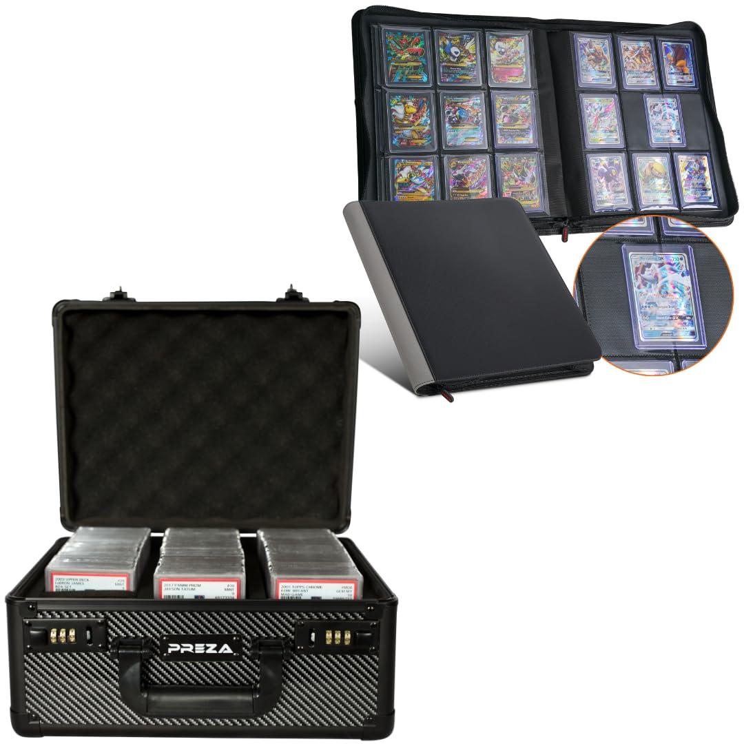 PREZA PREZA Graded Card Storage Box and Toploader Binder Bundle - Trading Card Storage Cases and Binders