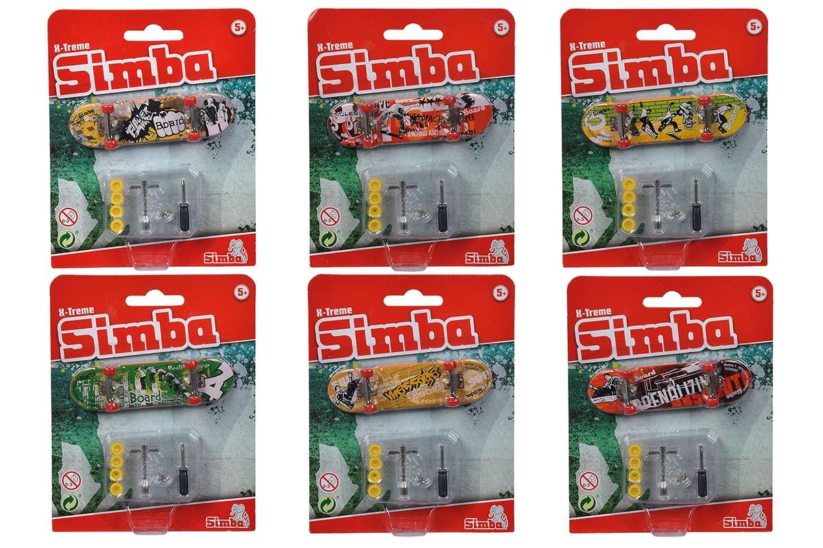 Simba Simba 103306083 Finger Skateboard, 6 Assorted Designs, Only One Item Delivered, 9 cm, Anti-Stress, Fingerboard, Finger Scooter, with Accessories, from 5 Years