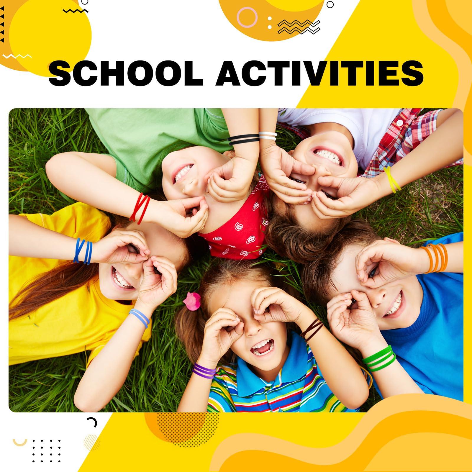 LVNRIDS LVNRIDS 100 PCS Rubber Bracelets Silicone Wristbands 8 inch Length Sports Elastic Wristband Bracelet Bulk Gifts for Men Women Teacher Student Party Orange