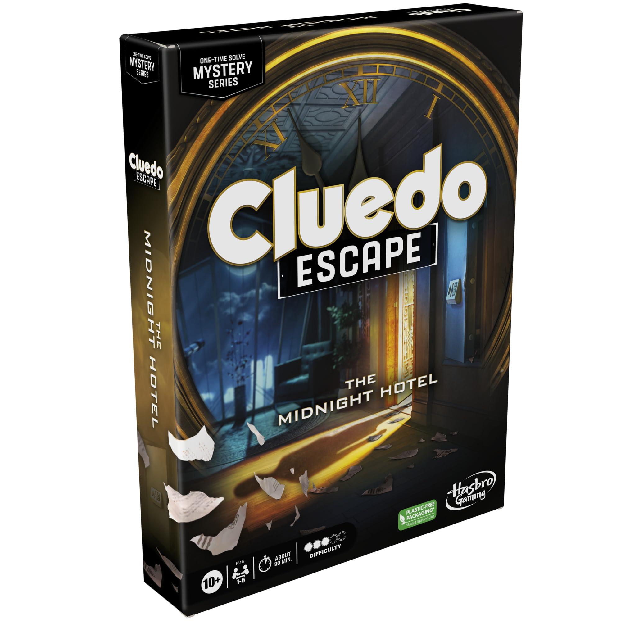 Hasbro Gaming Clue Escape: The Midnight Hotel Board Game, Clue Escape Room Game, 1-Time Solve Mystery Games, Family Games for Ages 10+, 1-6 Players, 90 Mins. Avg.