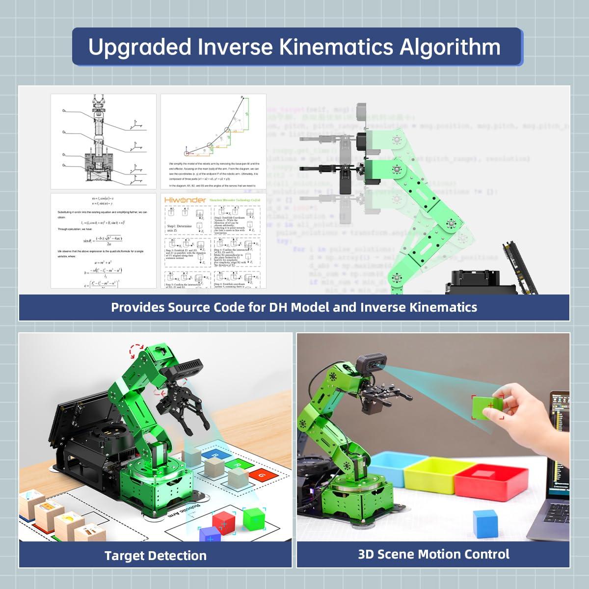 HIWONDER Hiwonder JetArm 6DOF Robotic Arm Powered by Jetson Nano Robot Arm Kits ROS Open Source AI Vision Recognition Program Robot for ROS Education ScenariosUltimate Kit