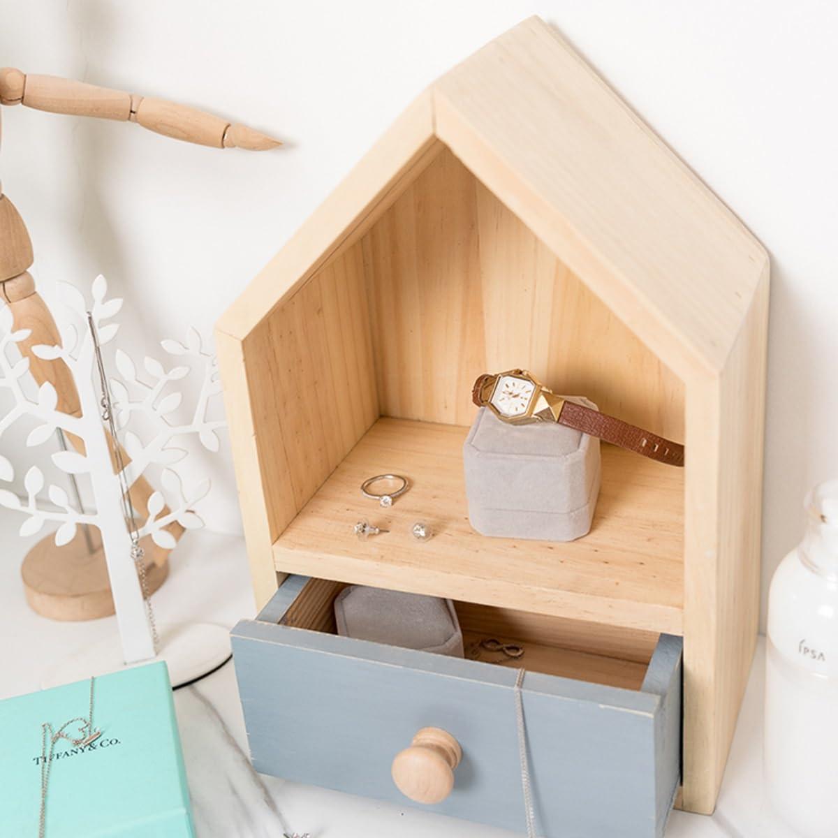 CIPPRO CIPPRO Floating Window Wooden Display Cabinet, House Drawer Combination Cabinet, Figurine Display Stand, Bedside Desktop, Cosmetics Storage Cabinet(Green,30cm)