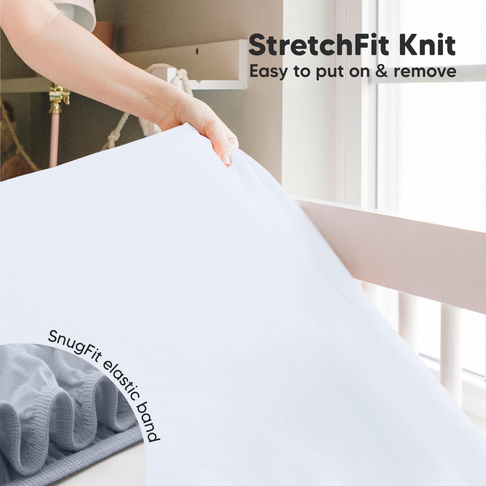 KeaBabies Pack and Play Sheets Fitted, 2-Pack Mini Crib Sheets - Pack N Play Sheets, Fitted Crib Sheet for Pack and Play Mattress, Playard Baby Crib Sheets, Crib Sheets Neutral for Boys, Girls (Blue Flax)