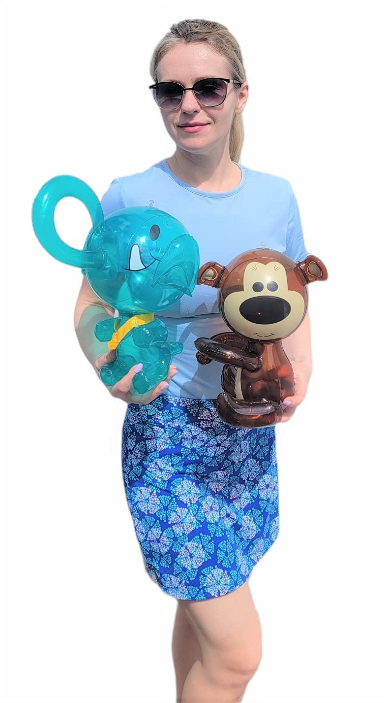 Zugar Land Zugar Land Hug Me Inflatable Safari Wild Zoo Animals. (24 Pack) Hugging Arms Elephant, Tiger, Monkey, Rabbit, Bunny, Teddy Bear. Jungle Party Decor (24 Animals)