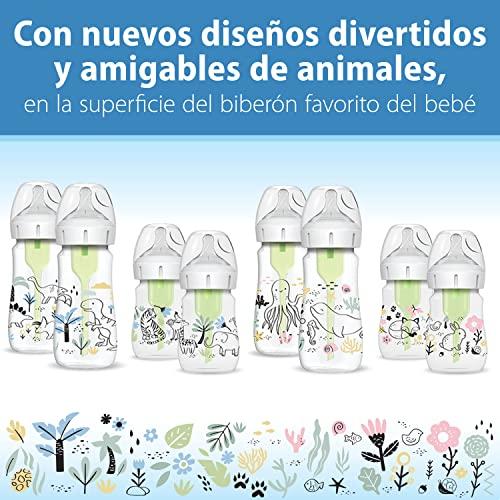 Dr. Brown\'s Dr. Brown's Natural Flow Anti-Colic Options+ Wide-Neck Baby Bottle Designer Edition Bottles, Dino Decos, 9oz/270mL, Level 1 Nipple, 2-Pack, 0m+