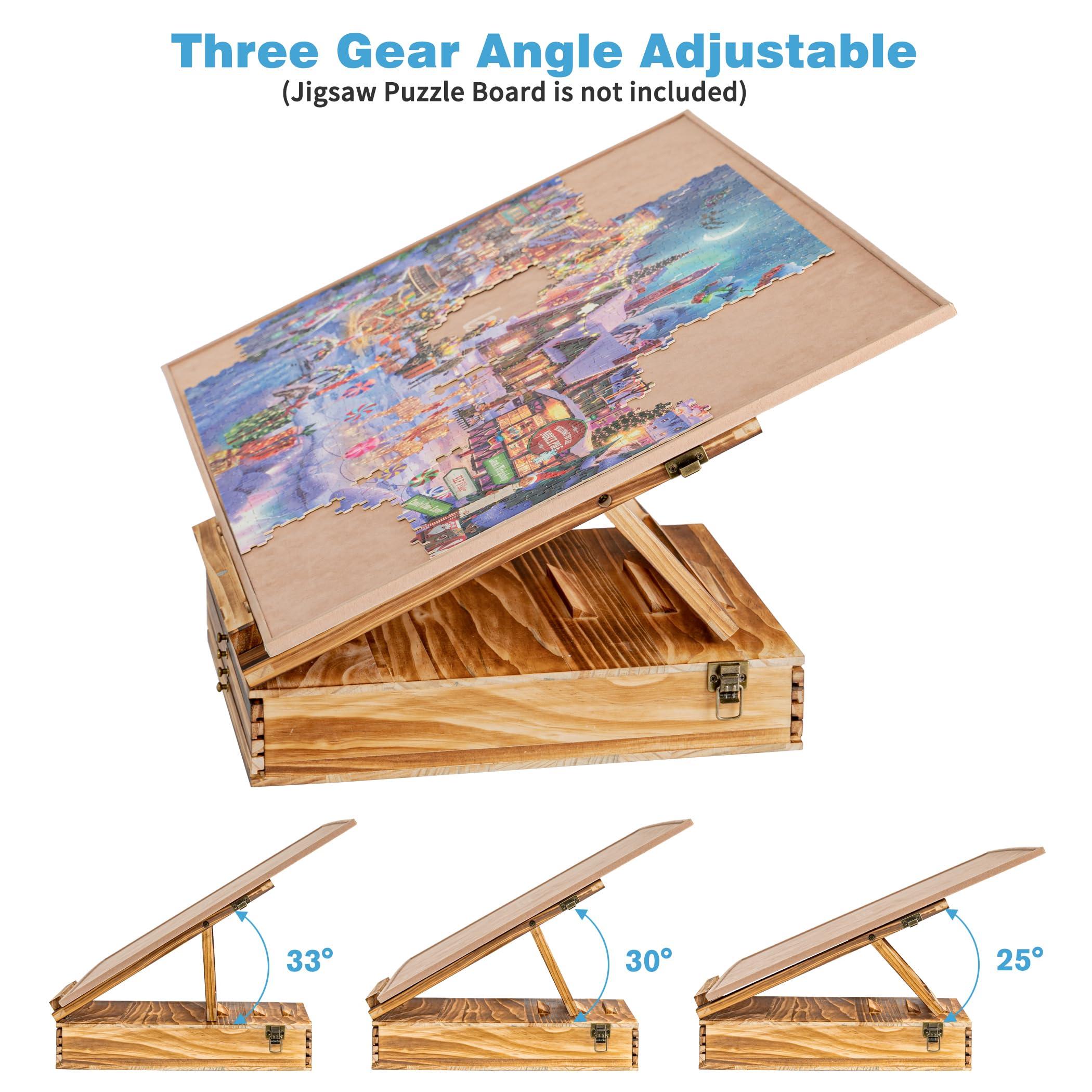 LAVIEVERT Lavievert Jigsaw Puzzle Sorting Trays & Puzzle Bracket Set, Adjustable Puzzle Easel Holder for Puzzle Board, Wooden Puzzle Sorters with Drawer Design for Up to 1500 Pieces - Comes with NO Puzzle Board