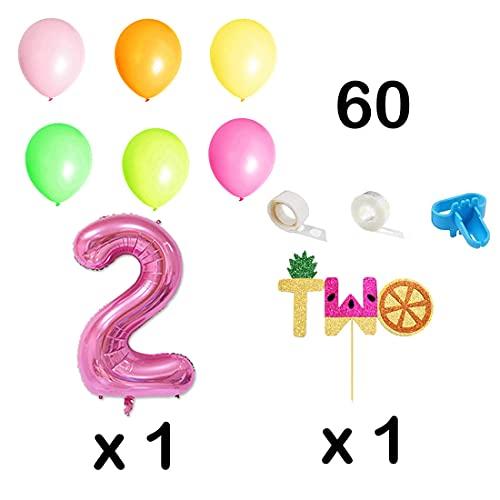 HEETON HEETON Twotti Frutti Birthday Decorations Balloons Twotti Fruity Cake Topper Second Fruit Pineapple Watermelon Balloon Garland Summer Birthday Party Supplies Decorations