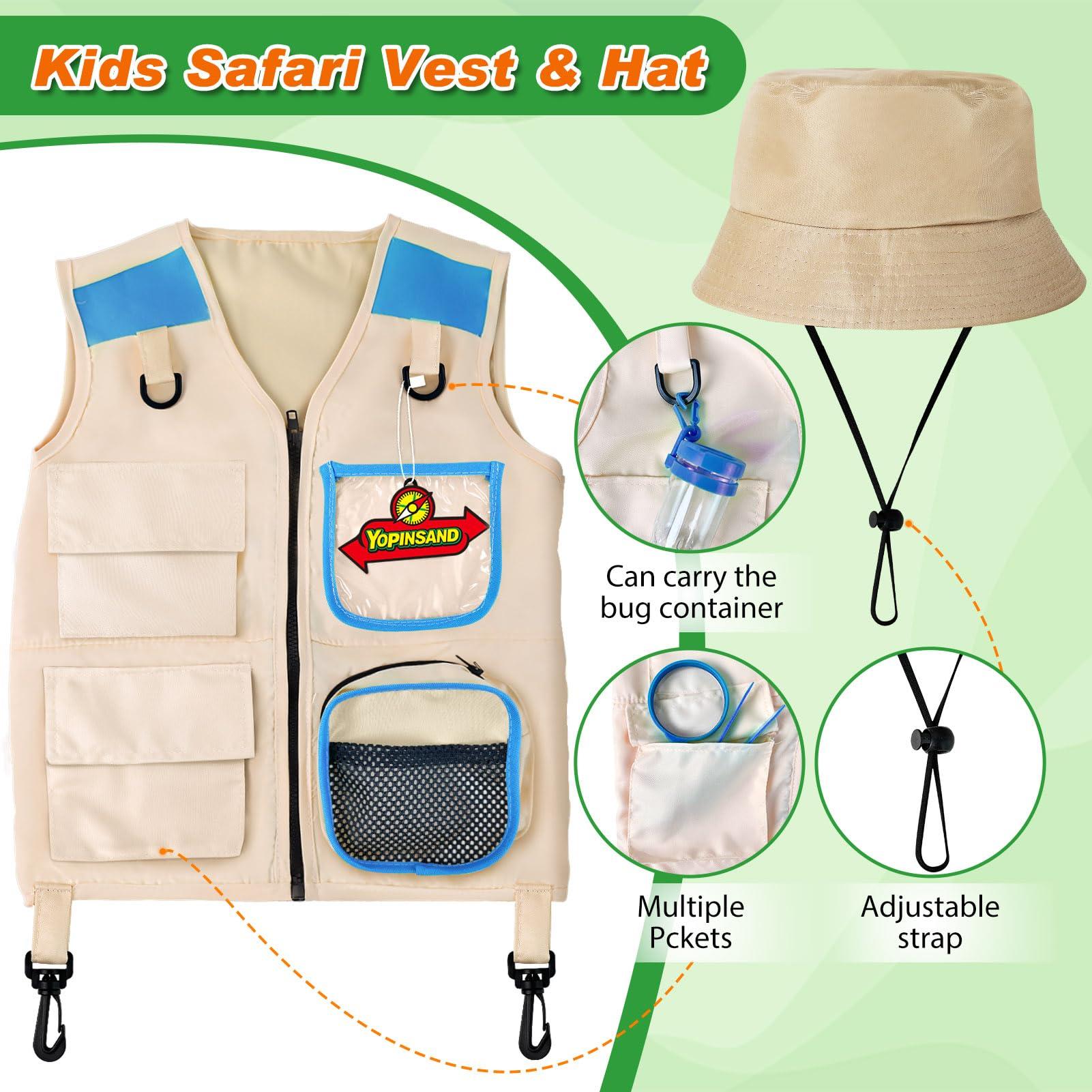 YOPINSAND YOPINSAND Kids Explore Kit & Bug Catcher Kit, Kids Camping Gear for Kids, Outdoor Exploration Set with Vest & Hat, Ideal Outdoor Camping Adventure Toys for Boys Girls 3-12