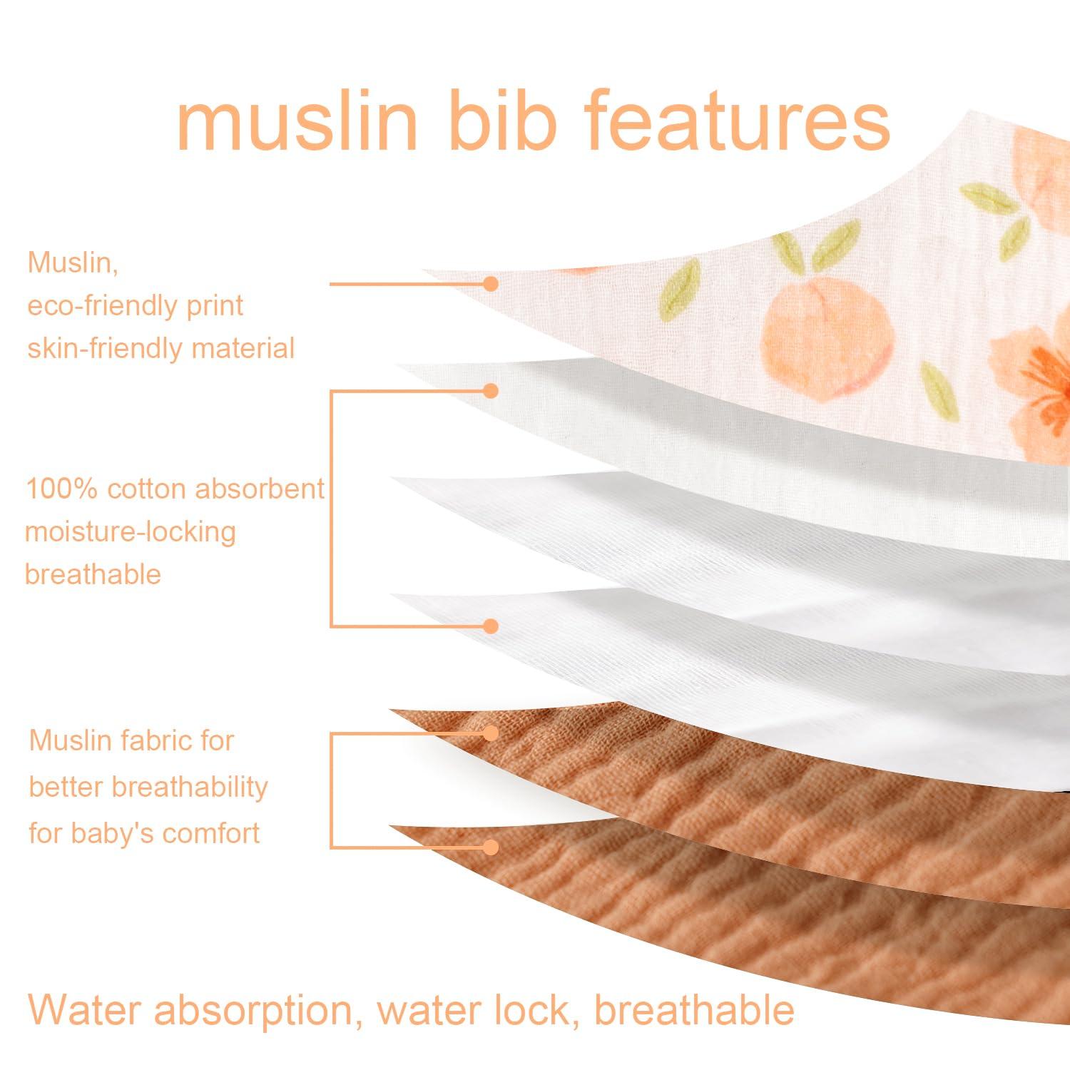 vuminbox vuminbox Muslin Baby Bibs Bandana Drool Bibs 6-Pack and Teething Toys 6-Pack Made with 100% Organic Cotton, Absorbent and Soft Pattern Girls