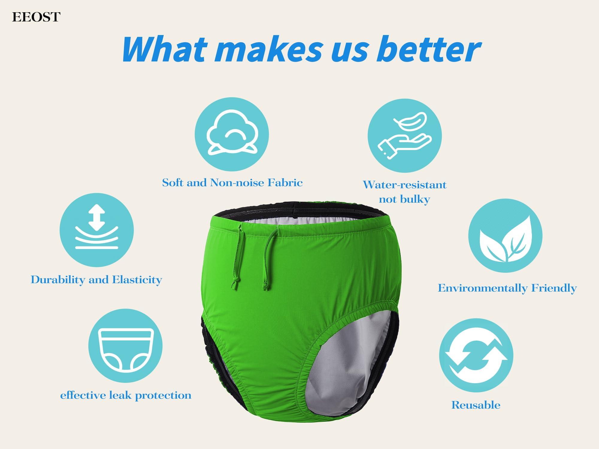 EEOST EEOST Adult Reusable Swim Diapers Special Needs Swimwear for Incontinence Cloth Diaper Covers Waterproof,Leakproof, Unisex (Lime Green, M)