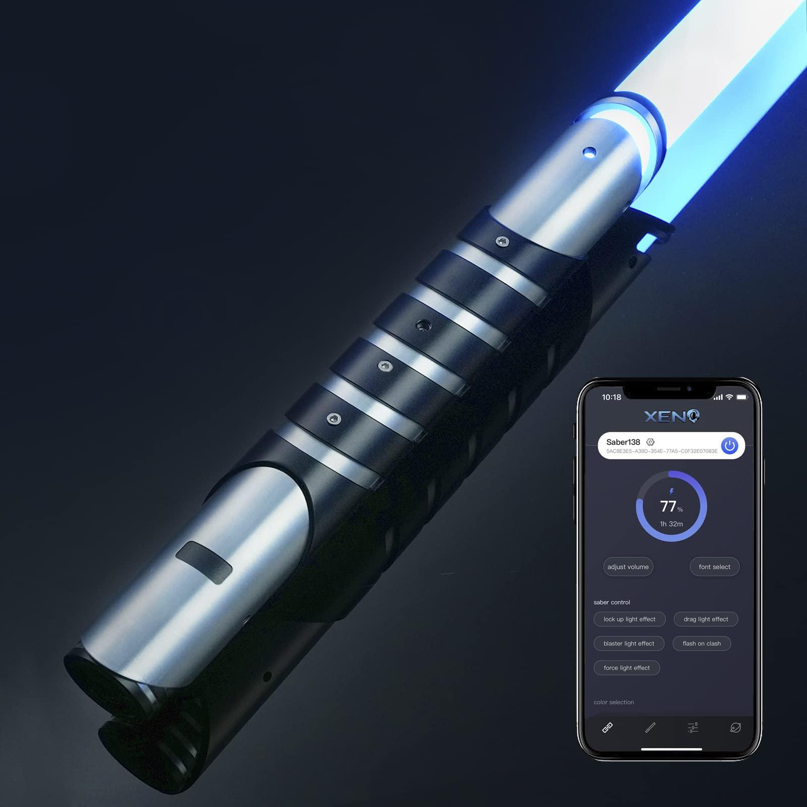 XenoSaber XenoSaber Upgraded Xenopixel 3.0 Motion Control Light Saber, Smooth Swing Combat Dueling Saber for Adults with APP, 34 Sound Fonts Infinite Color Change, 16GB SD Card, 8 Light Effect 12 Ignition