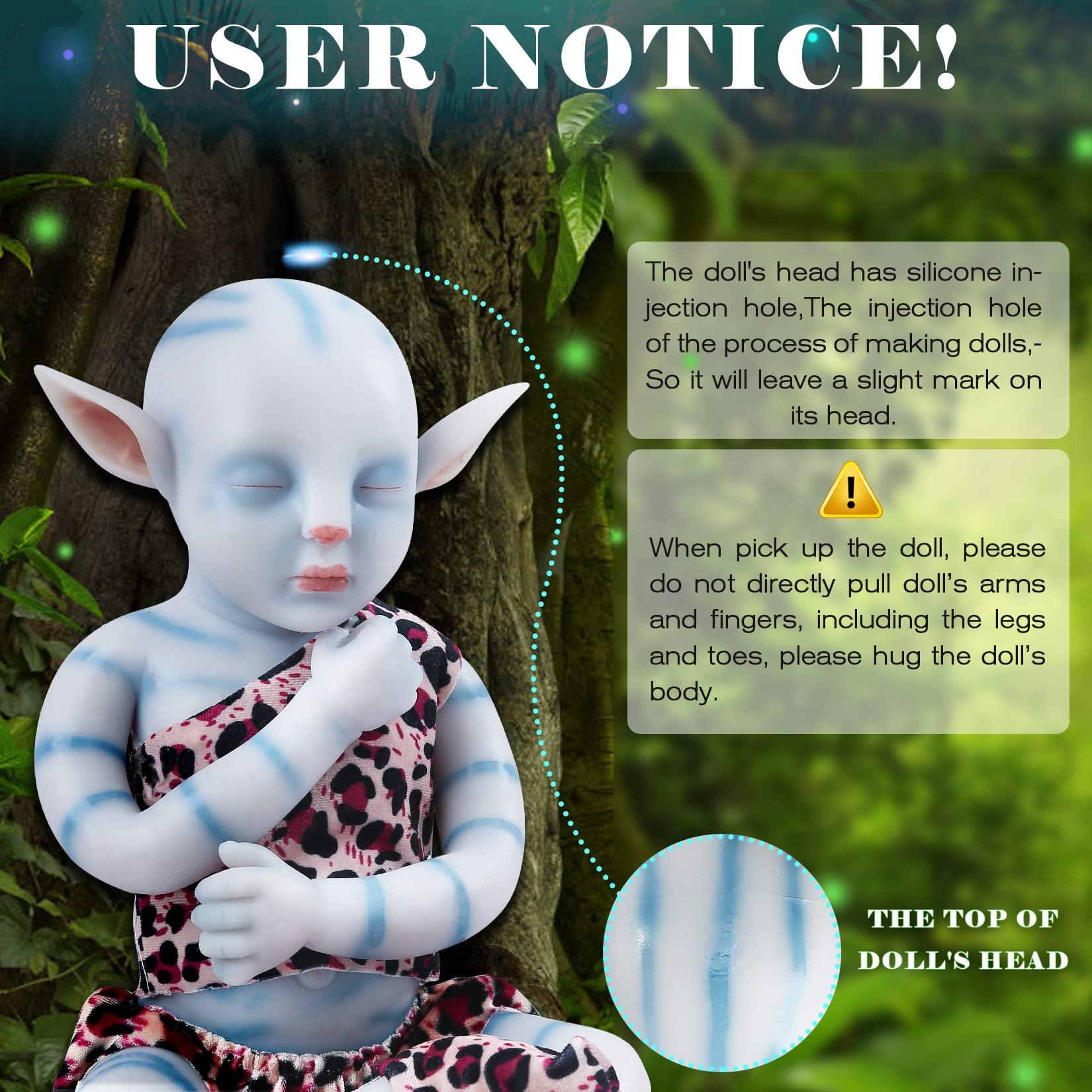 Vollence Vollence 17 inch Avatar Sleeping Full Body Silicone Baby Dolls, Not Vinyl Dolls, Na\'vi Reborn Full Silicone Baby for Kid Boy