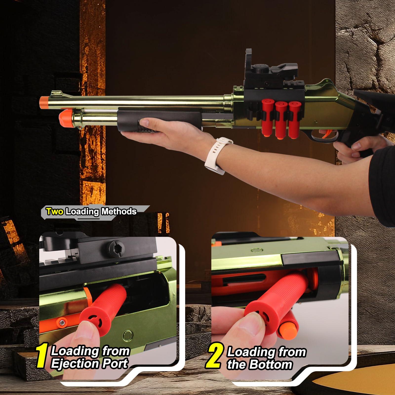 BIU BLASTER BIU BLASTER 30-Inch Shell Ejecting Foam Blaster Shotgun Soft Bullet Toy Gun with 14 Shell Casings 50 Foam Darts Realistic Pump-Action Shotgun for Kids & Teens (Gold)