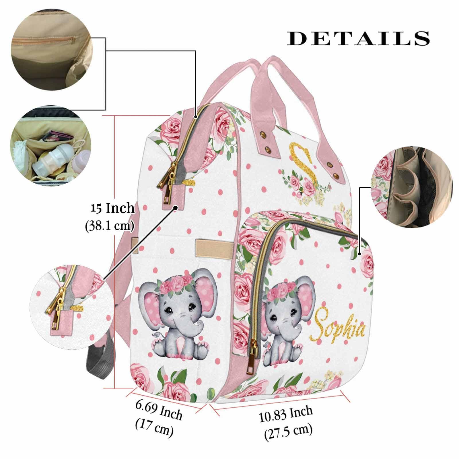 Newcos Custom Name Diaper Bag Nylon Baby Bag with Multi Pockets & Large Capacity for Mom Dad Personalized Maternity Diaper Bag Portable Baby Travel Bags with Large Capacity