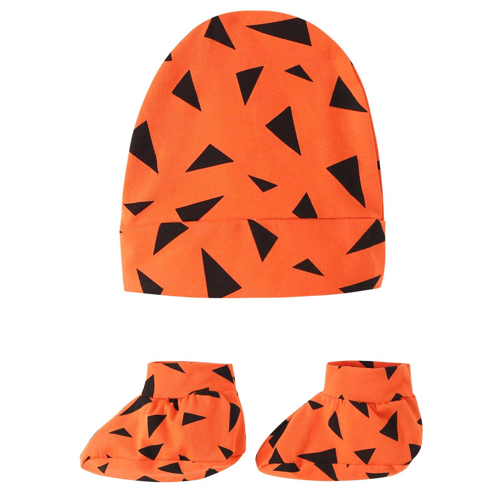 qnprt Family Halloween Costumes with Baby 2024 Flintstones Bambam Toddler Mommy and Me Newborn Boy Kids Outfit,6-12 Months Orange