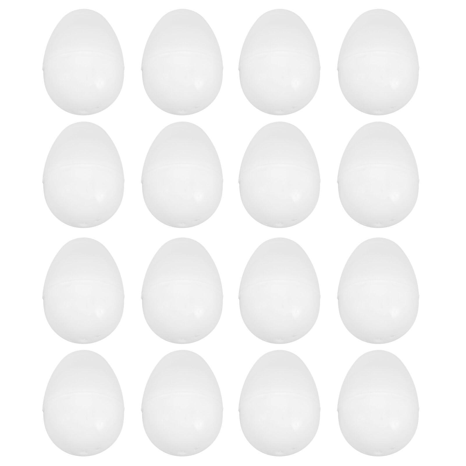 IMIKEYA IMIKEYA White Plastic Easter Egg, 16pcs Blank Fillable Eggs Detachable Empty Diy Easter Eggs Paintable Artificial Fake Eggs Diy Painting Kit for Easter Hunt Basket Filler