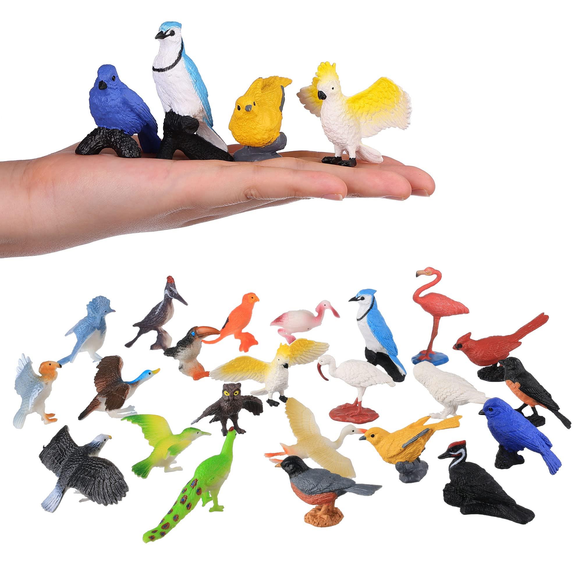 HOMNIVE HOMNIVE Birds Figurines, 23pcs Realistic Eagle Parrot Robin Owl Toy Bird, Fairy Garden Accessories, Learning Educational Toys for Dollhouse Birthday Cake Topper Gift for Kids Toddler