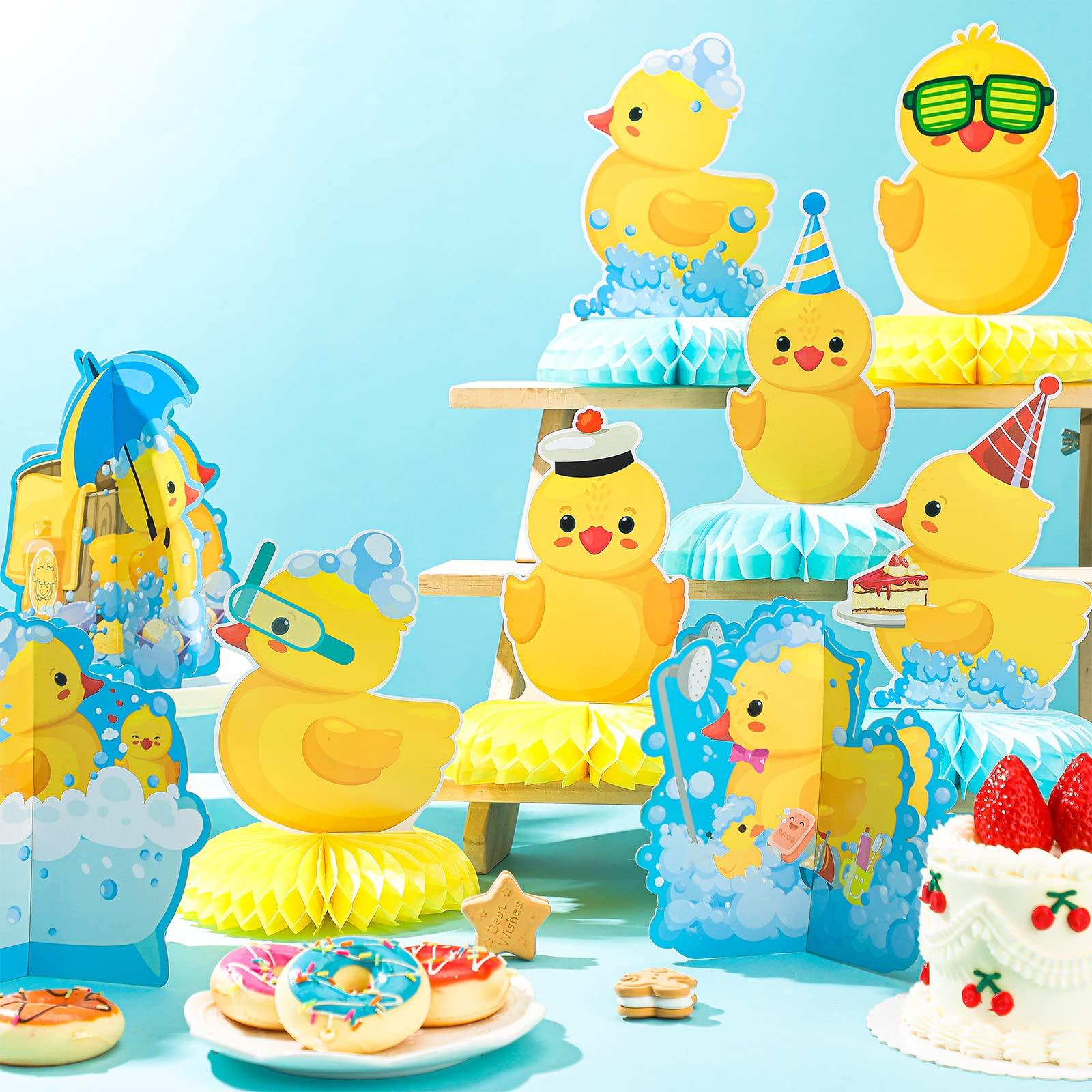 Teling Teling 12 Pcs Duck Birthday Decorations Duck Centerpieces 6 Inch Rubber Duck Themed Party Supplies Duck Theme Table Decor for Birthday Baby Shower Party Decorations