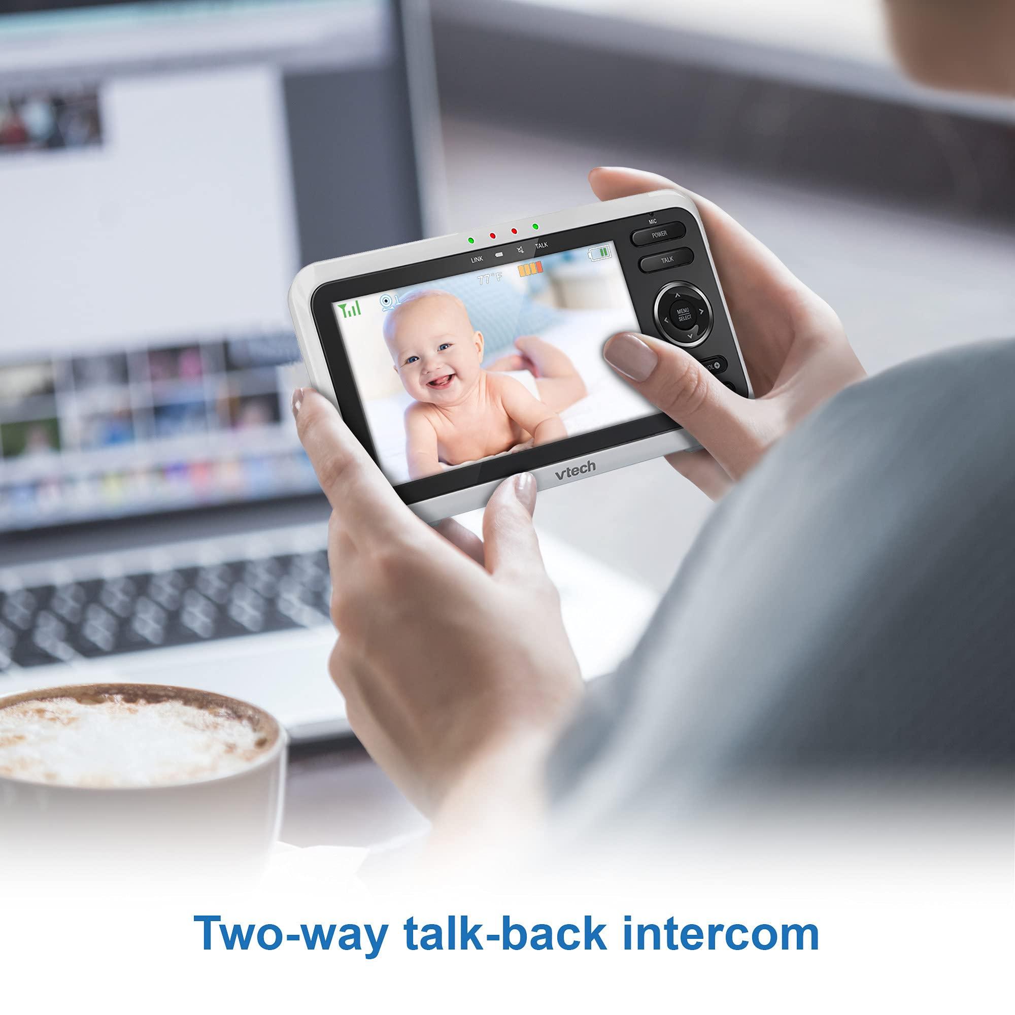 VTech VTech [Upgraded] VM350-2 Baby Monitor, 5" Screen,2 Cameras,1000ft Range, Night Vision, 2-Way Audio, Lullabies, Secure Transmission No WiFi