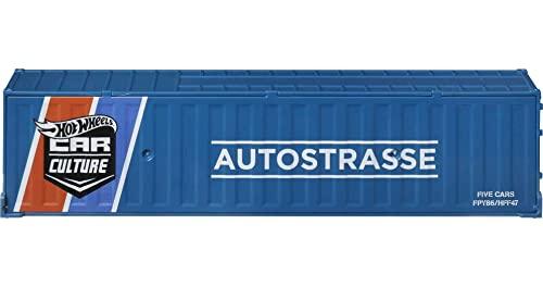 Hot Wheels Hot Wheels Strasse, Autobahn, Autostrasse Container Set, 5 1:64 Scale Cars in Collectible Container, Metal/Metal & RealRiders, for Collectors