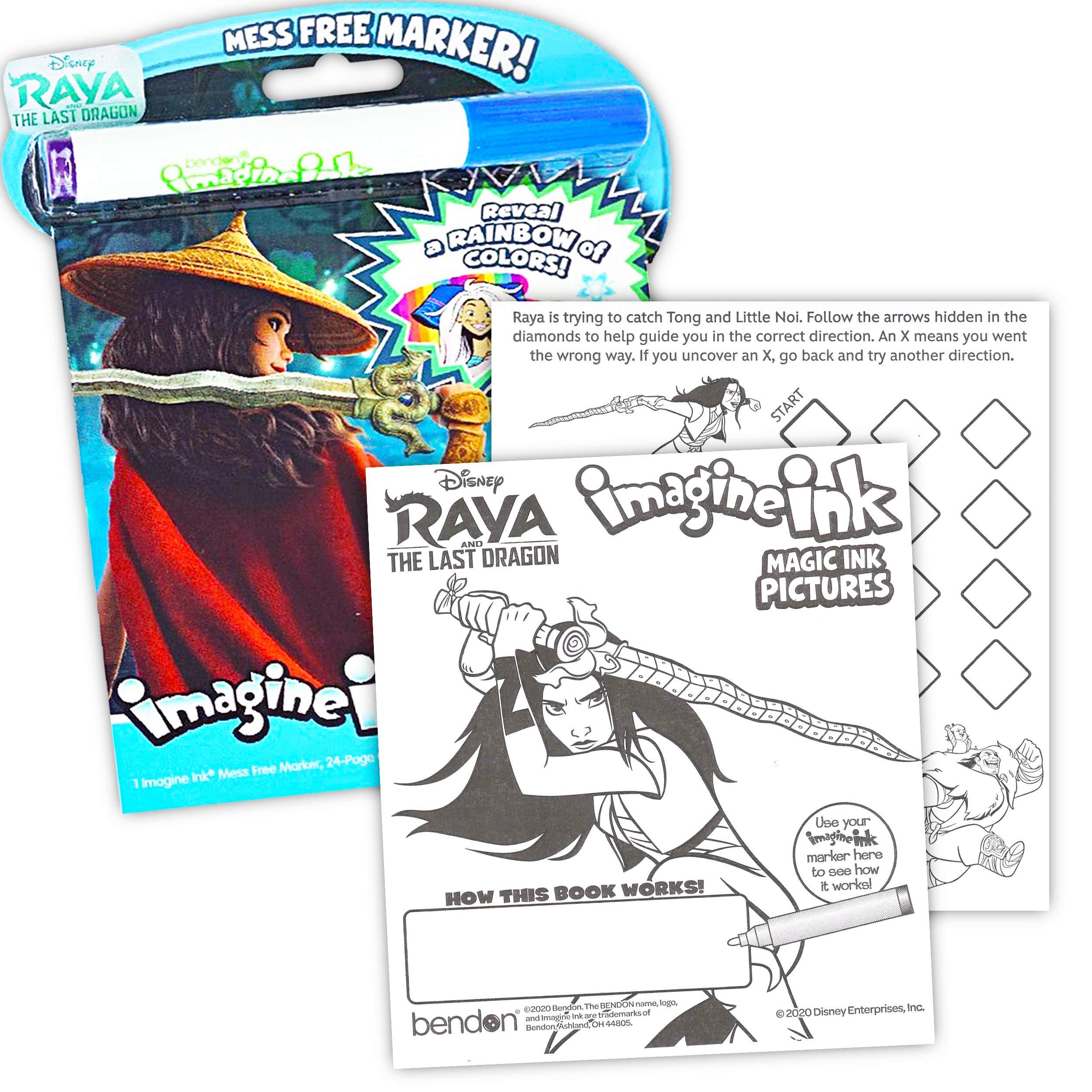 Bendon Hello Kitty, Frozen and Raya Mess-Free Coloring Set - Bundle 3 Magic Ink Drawing Books | Imagine Ink Bulk Kit with Invisible Ink Pens