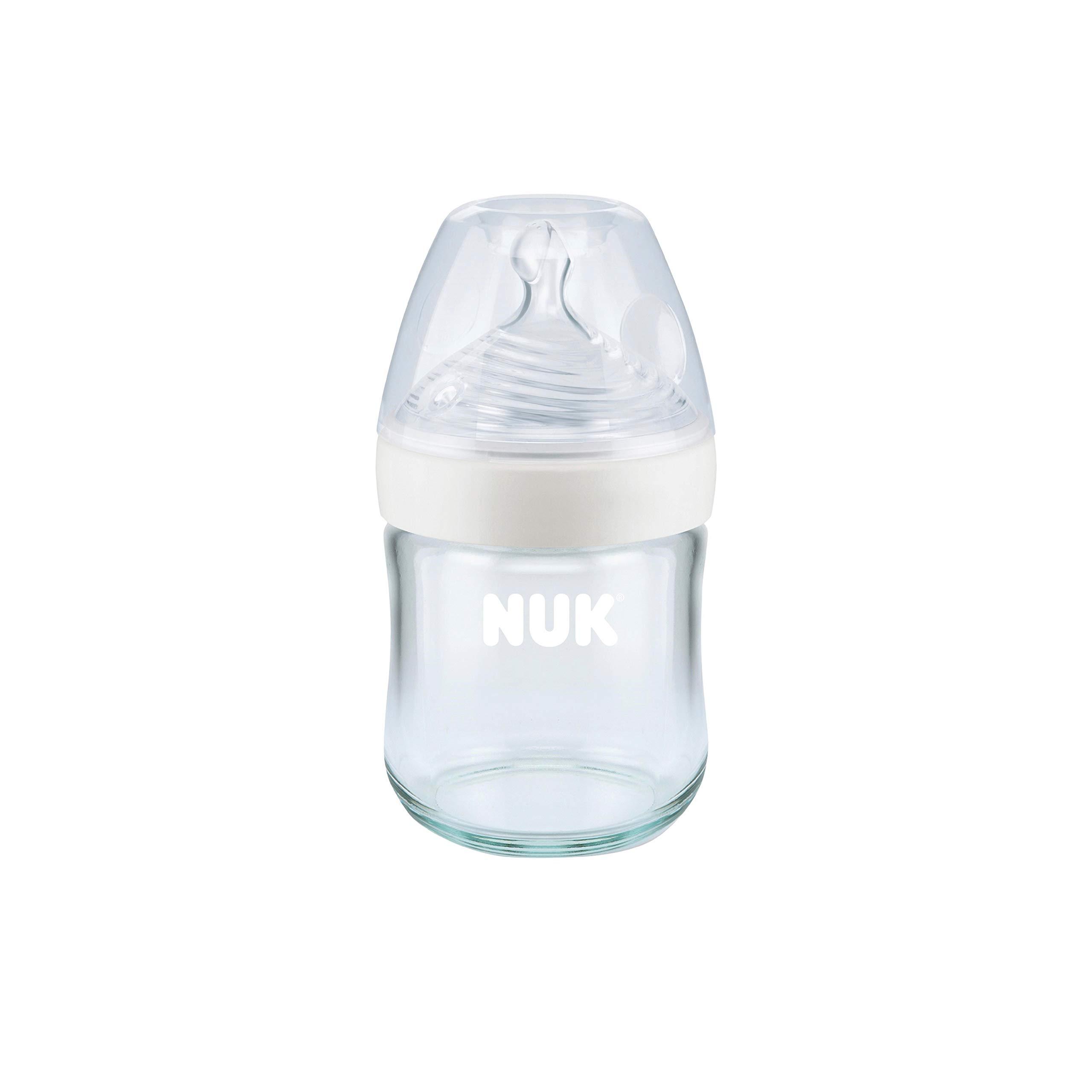 NUK NUK Simply Natural Glass Baby Bottles, 4 oz, 3 Pack