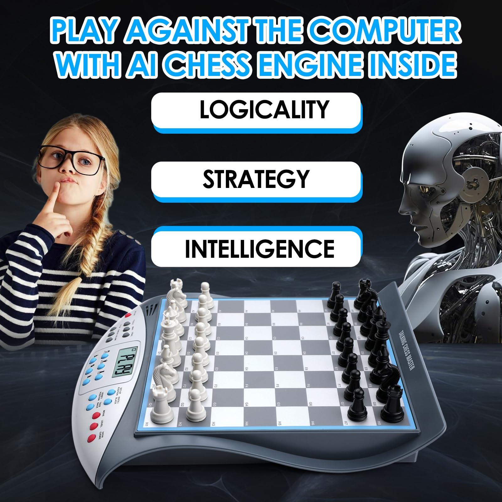 LEVEROAM LEVEROAM Electronic Chess Set with Voice Teaching System, Magnetic Computer Chess Game, Great Partner for Beginners & Improving Players, Electronic Chess Board Grows Your Chess Skills