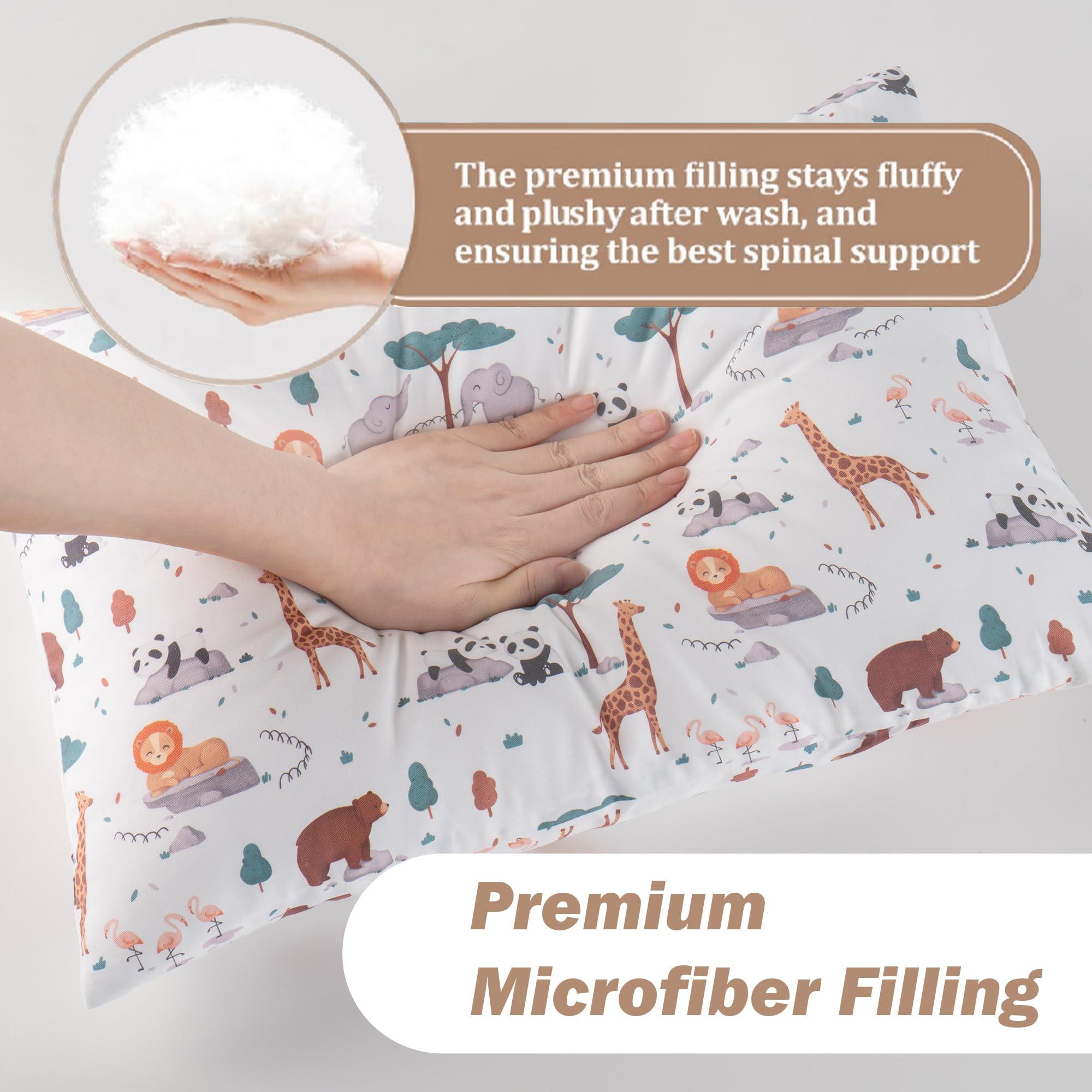 Bunnikins & Clover Bunnikins & Clover Toddler Pillows with Pillowcase, 13"x18" Soft Cotton Kid Pillows for Sleeping, Bedding Small Pillow for Boys and Girls Aged 2-5 Years