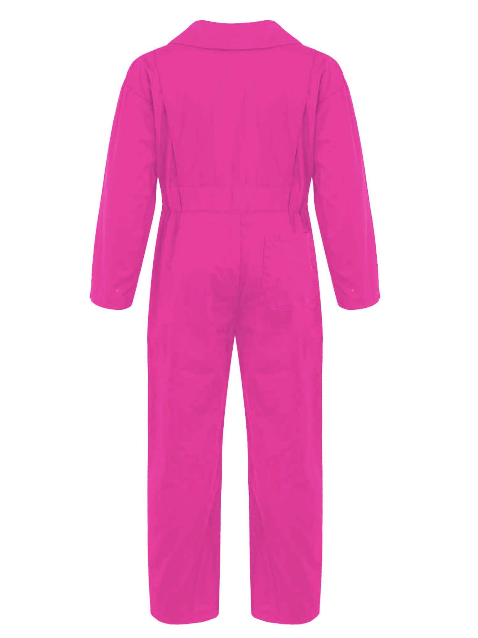 Shinsto Shinsto Kids Boys Girls Mechanic Costume Coverall Flight Suit Jumpsuit Dance Costume Halloween Cosplay Hot Pink 14 Years
