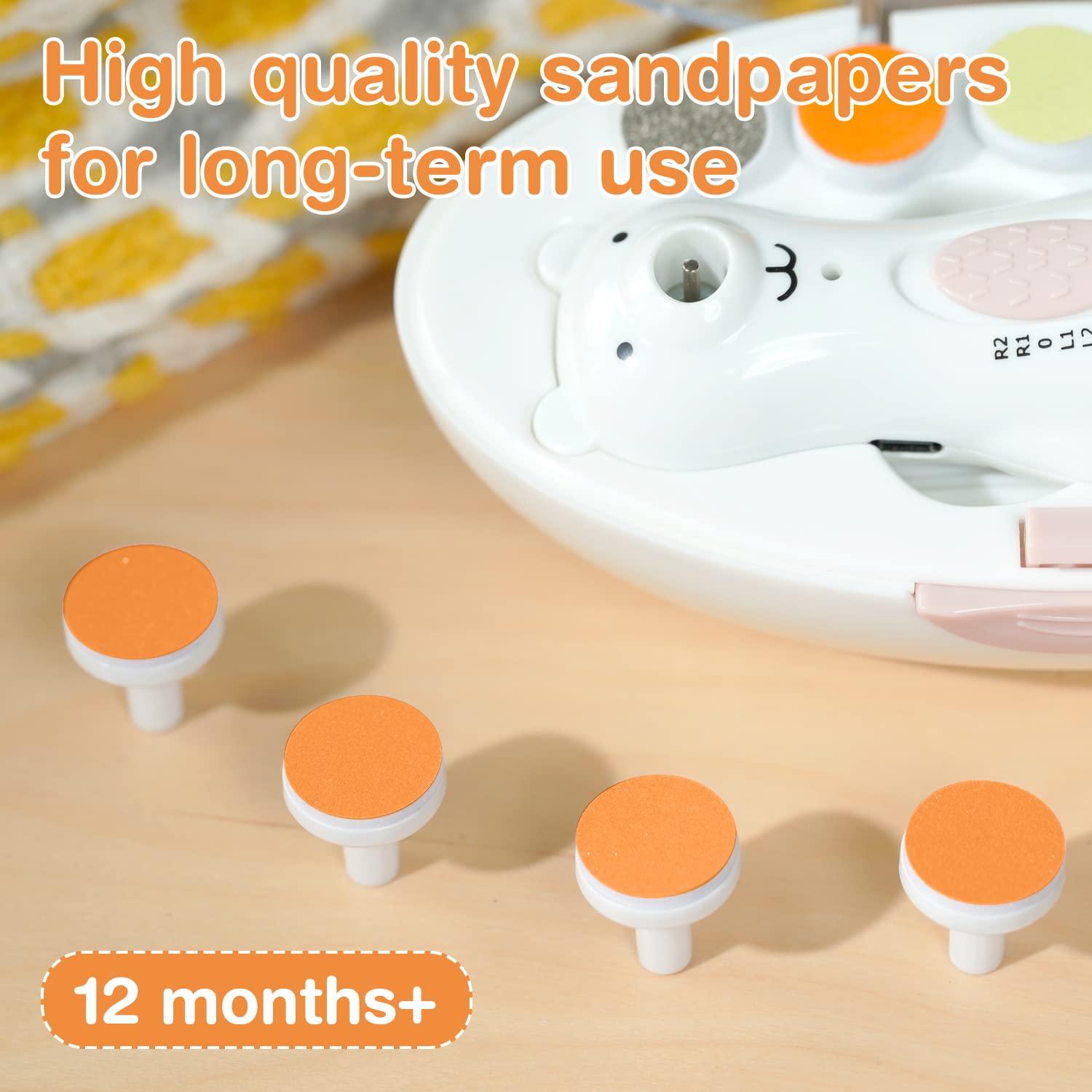 haakaa haakaa Electric Nail Trimmer Replacement Pads Baby Nail Trimmer Heads for Standard Baby Nail File, Suitable for 12+Months, Orange