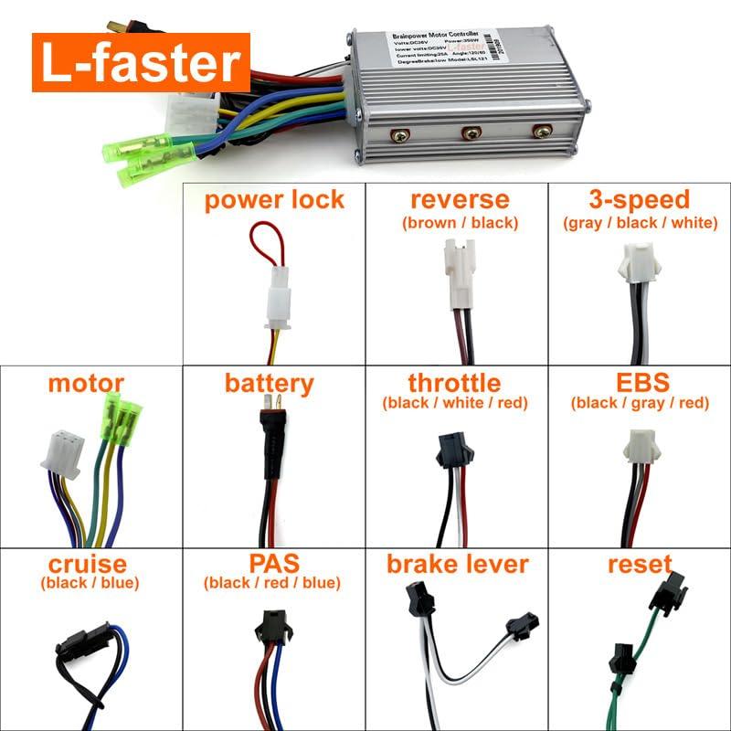 L-faster 24V/36V 250W Electric Bike Brushless Motor Kit Electric Bicycle Conversion Kit Youe Rear Hub Motor Fit Disc Brake and Speed Gear (48V)