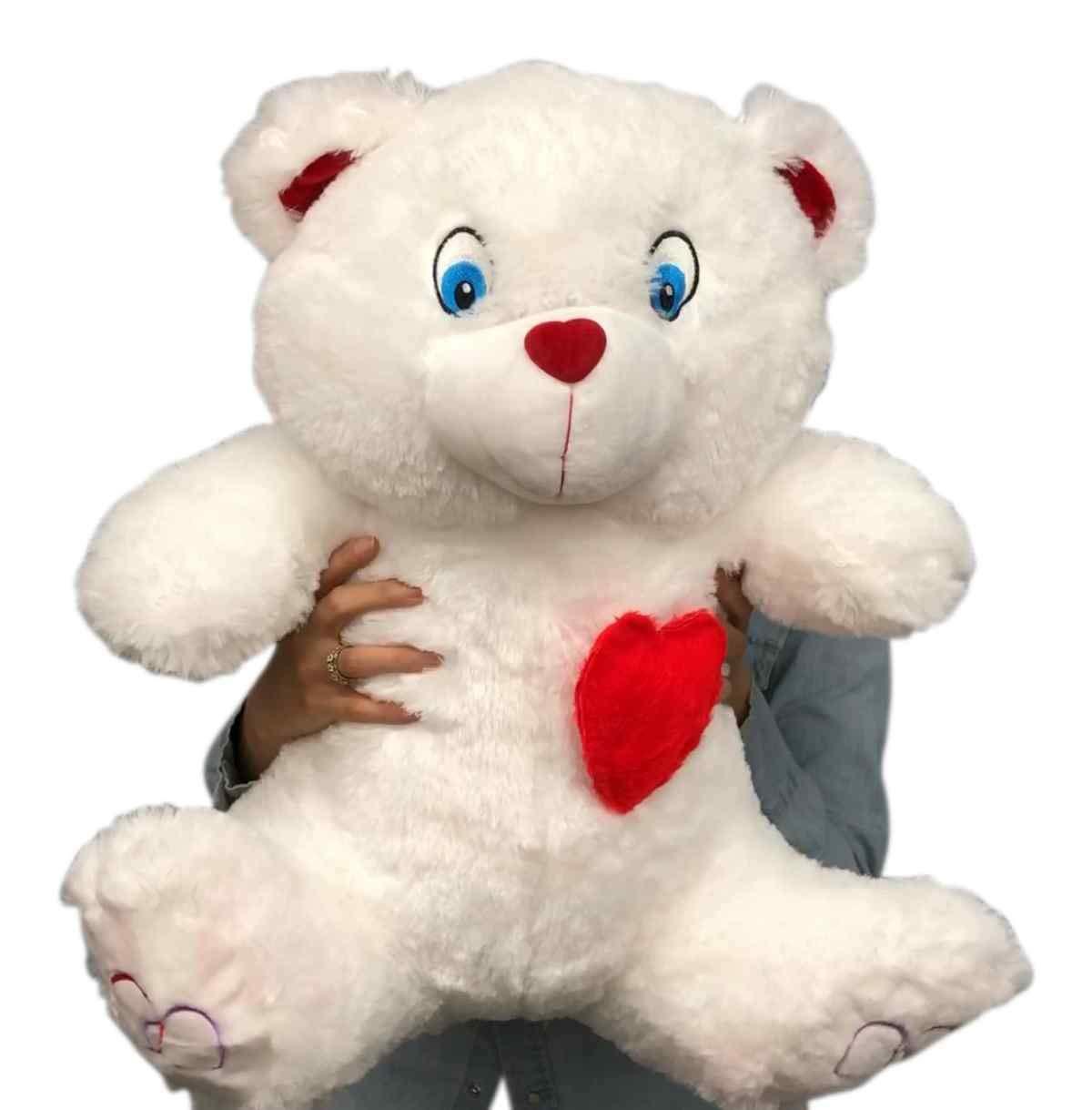 Big Plush Big Plush® 2 Foot Teddy Bear 24 Inches Soft White Plushie with Red Nose and Heart on Chest