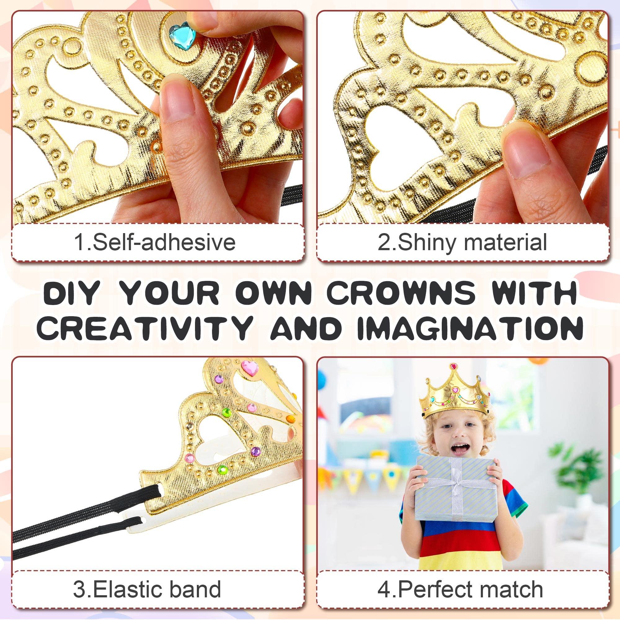 Yaomiao Yaomiao 66 Pieces Foam Princess Tiaras DIY Crowns Kids Party Favors Craft Crystal Diamond Sticker Girls Making Your Own Tiara (Gold)