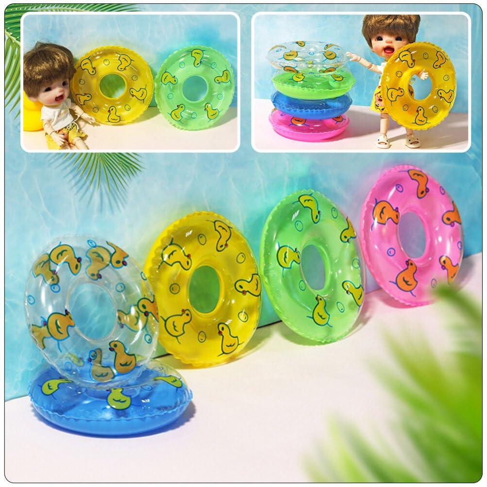 Amosfun Amosfun 10Pcs Duckling Swimming Ring House Decor car Accessories Mini Inflatable Swim Rings Mini Rubber Ducks Small Rubber Ducks Tiny Swim Ring Mini Swim Ring Ornaments Swim Ring Plaything