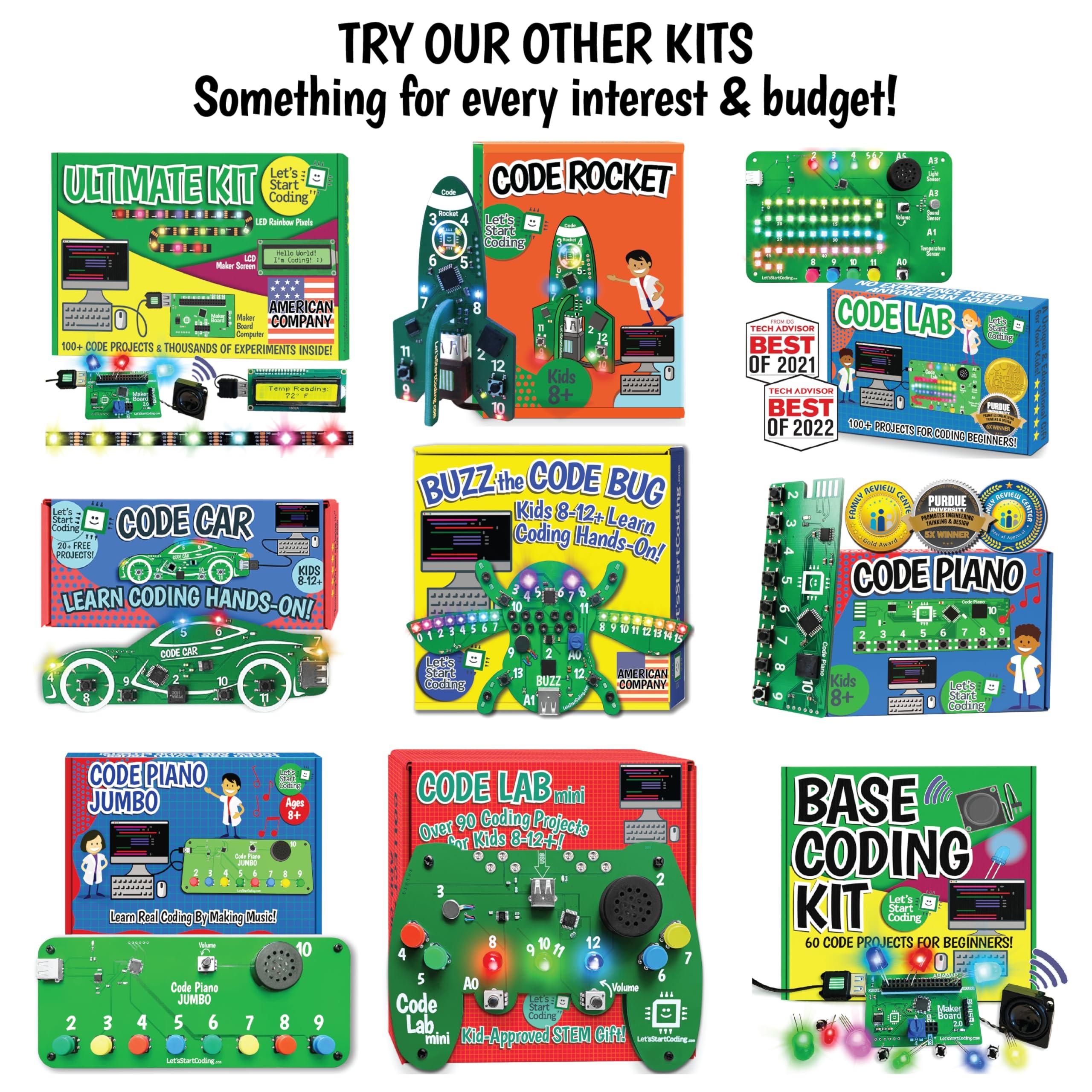 Let's Start Coding Code Rocket Coding Toy for Kids 8+. Girls & Boys Learn Block & Typed C++ Programming with Circuits. 20+ Space-Themed Projects Teach Code Hands-On. All-Inclusive Coding Game for Kids Ages 8-12+ & Teens