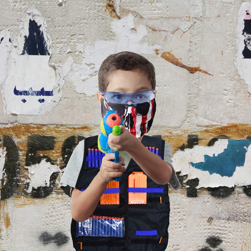 JGCWorker Kids Tactical Vest Kit for Nerf Guns N-Strike Elite Series with 40 Bullets Refill Darts, 2 Reload Clips, Dart Pouch, Tactical Masks, Hand Wrist Band and Protective Glasses Nerf Vest for Boys