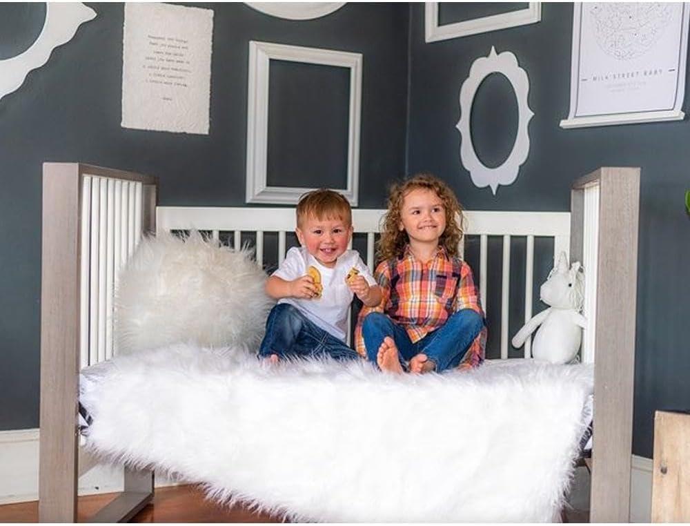 Mattress-Homes Crib Skirt Dust Ruffle, 100% Natural Cotton, Nursery Mini Crib Toddler Bedding Skirt for Baby Boys or Girls,(Light Grey Solid - 24" x 38"/10" Drop)